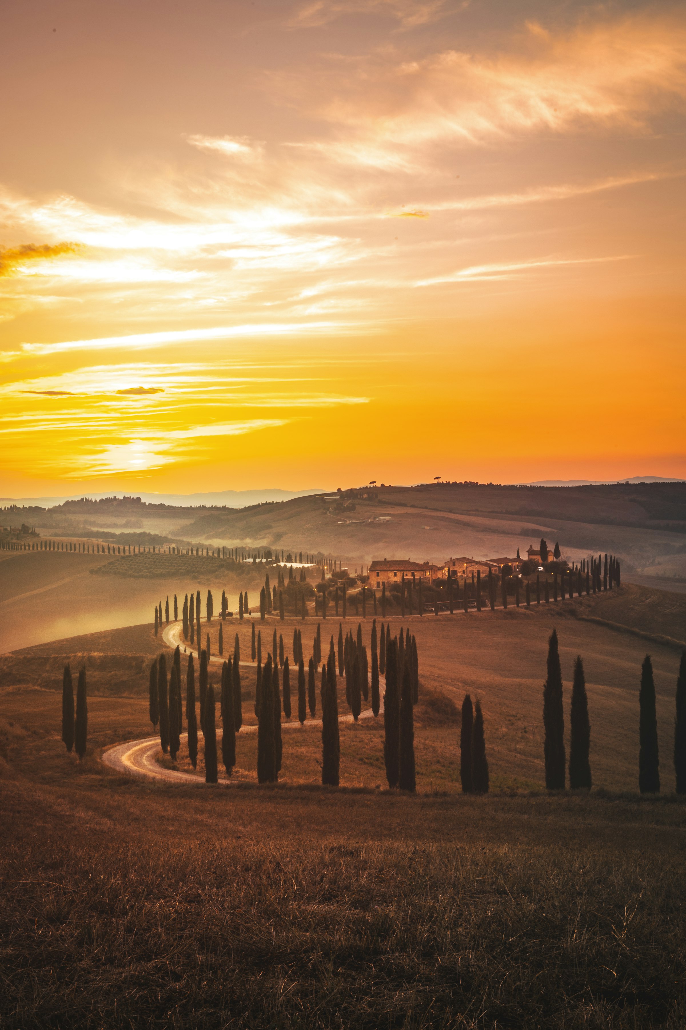 Atardecer en la campiña toscana